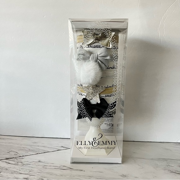 Elly & Emmy Baby My First Headband Stand With 5 Mix Headbands Bows Stars pom pom - Picture 8 of 13